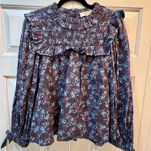 Sea New York Floral Ruffle Blouse - Blue and Red